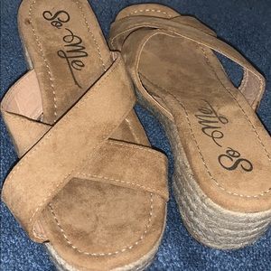 Suede wedge sandals size 7.5